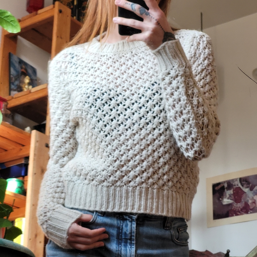 Vintage United Colors Of Benetton Crochet Knit Wool Alpaca Blend Sweater - Xs - Picture 9 of 9